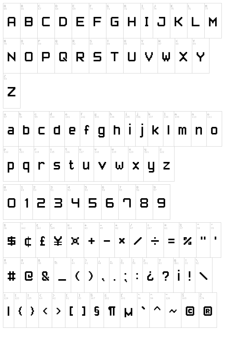 Pixel Font7 font map